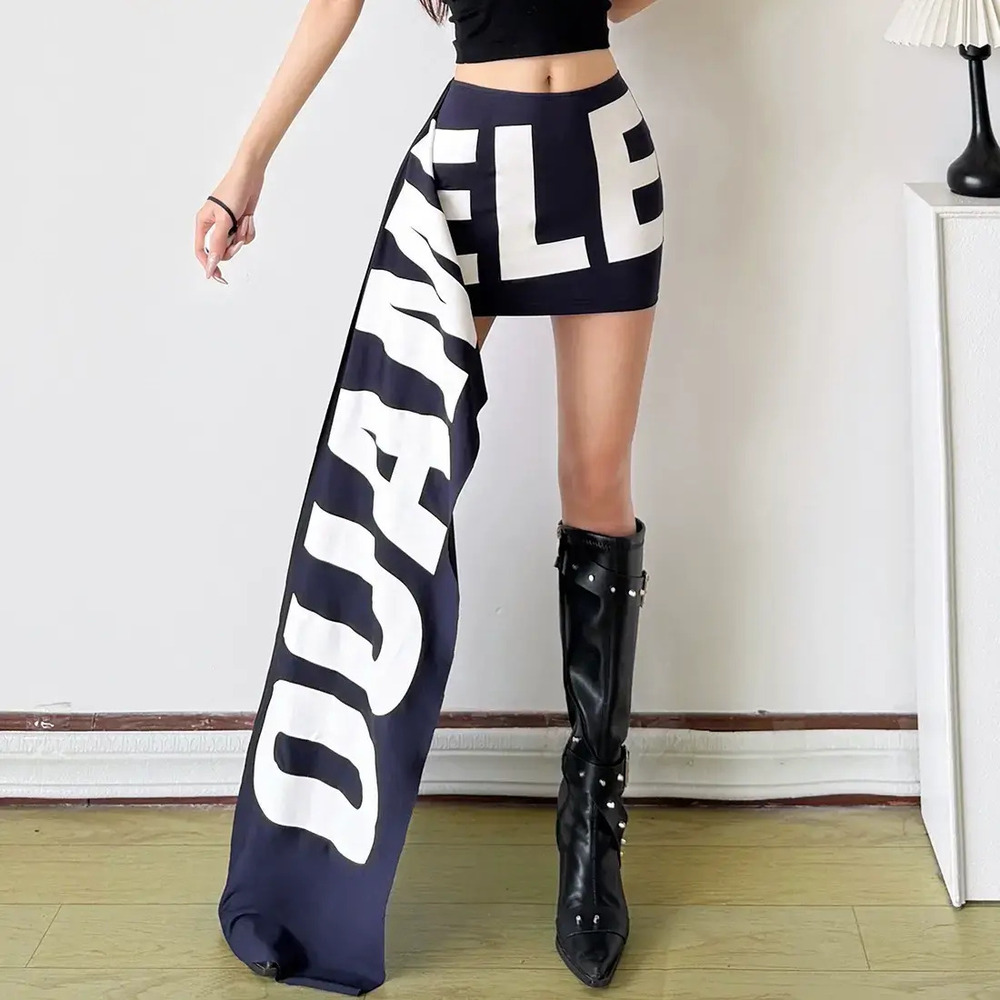 ZARA Summer Women Irregular Letter Print Street Style Short Skirt
